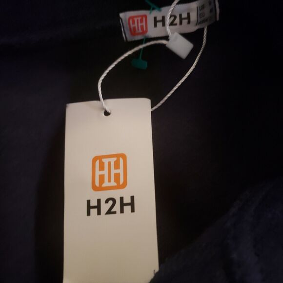 H2H Sweater Mens Medium Pullover Casual 1/4 Button Blue Knit Thick Polyester - Picture 11 of 12